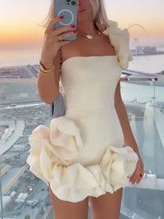 One-Shoulder Rüschen Bud Kleid