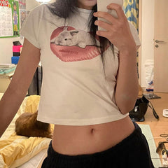 Love Bunny – Weißes bauchfreies Top