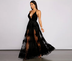 Morgan – Formelles Kleid aus beflocktem Samt