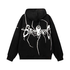 Oversize-Hoodie mit Reißverschluss und Spinnenstickerei