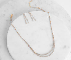 Schlichtes elegantes Strass-Halsketten-Set
