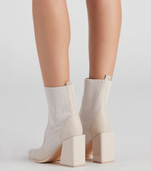 Walking Knit Style Block Booties Newgew