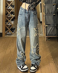Distressed-Jeans aus Sonimire-Denim mit Sternenmuster