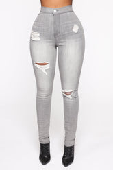 In The Night High Rise Skinny Jeans - Grey Ins Street