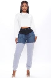 Top Tier Denim Sweatpant Joggers - Blue/combo