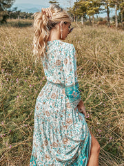 Lockeres Kleid mit grünem Print