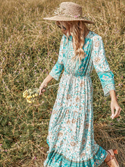 Lockeres Kleid mit grünem Print