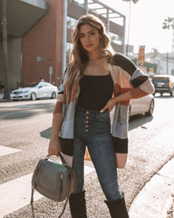 Demetria gestreifte Strickjacke mit Taschen – ENDGÜLTIGER VERKAUF