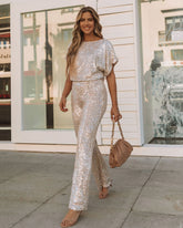 Wintour High Rise Paillettenhose - Champagner