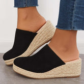 Espadrilles Mules Wedges Plateau Slip-on Sandalen ohne Fersen