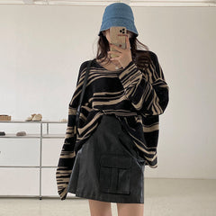 Oversize-Strickpullover mit Streifen