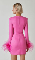Stretch-Minikleid mit langen Ärmeln in HYPER Pink
