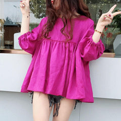 Tabitha Satin-Babydoll-Bluse - Elfenbein