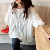 Tabitha Satin-Babydoll-Bluse - Elfenbein