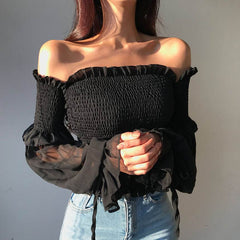 Fawna Smocked Eyelet Crop Top – Weiß – ENDGÜLTIGER VERKAUF