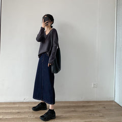 Langer lässiger Jeansrock