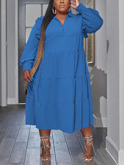 Maxikleid mit Rüschen und V-Ausschnitt