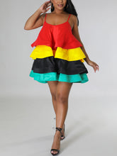 Spaghettiträgerkleid mit Rüschen