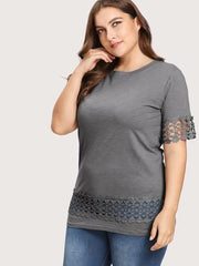 Lace Stitching Loose Short Sleeves