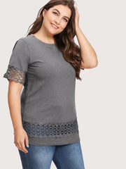 Lace Stitching Loose Short Sleeves