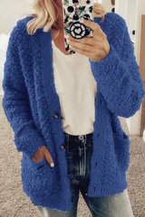 Einfarbige Cardigan-Oberteile mit geteiltem Kragen