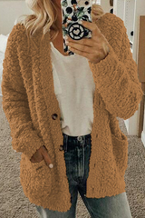 Einfarbige Cardigan-Oberteile mit geteiltem Kragen
