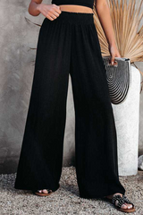 Solide Split Joint Loose High Waist Wide Leg Solid Color Bottoms