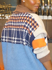 Strickjacke im Retro-Farbblock-Stil