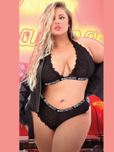 Plus Fat Lace Halter Suit Letters Perspective Lingerie