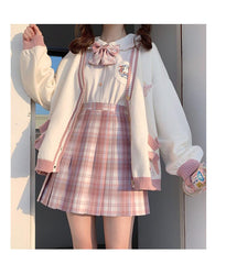 Lockerer süßer Kawaii-Cardigan mit Stickerei