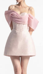 Minikleid mit Trägerkorsett in Rosa