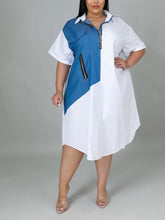 Hemdkleid mit Reißverschluss und Farbblockdesign