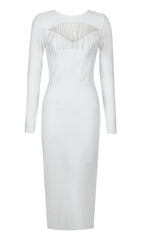 MIDIKLEID MIT QUASTENAUSSCHNITT IN WEISS