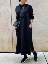 Kapuzenkleid mit schrägen Taschen und Kordelzug