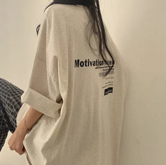 Letter Print Oversized Short Sleeve Tee