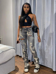Verwaschene weiße Slim-Jeans