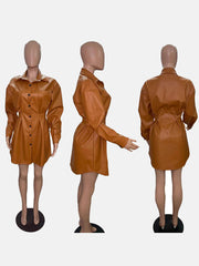 Umlegekragen mit Schnallenfalten und A-Linien-Kleid