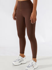 Empowerment Leggings mit Reißverschluss vorne und hoher Taille