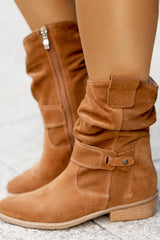 Retro Solid Color Flat Suede Low Boots NewGew