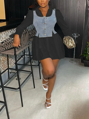 Set aus Jeansweste und Hemdkleid