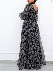 Partykleid mit V-Ausschnitt und langen Ärmeln