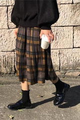 Retro-Faltenröcke aus Wolle mit hoher Taille