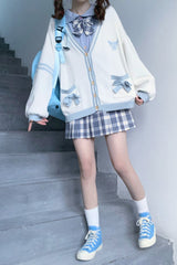 Lockerer süßer Kawaii-Cardigan mit Stickerei