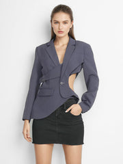 Chic Hollow Out Asymmetrical Blazer