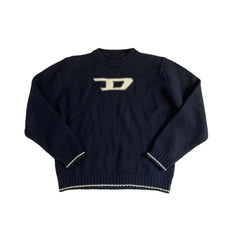 Jacquard-Strickpullover mit kontrastierendem Logo