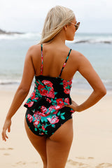 2-teiliger Tankini-Badeanzug mit Volant