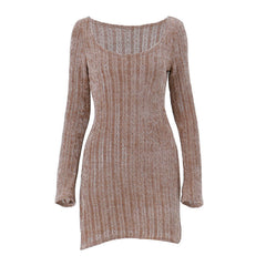 Vintage Chenille Langarm Minikleid