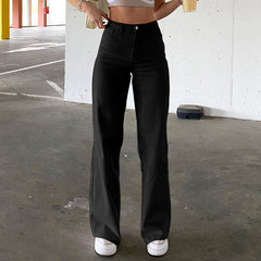 High Waist Slim Jeans Schlaghose