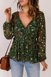Bluse mit floralem Überwurf und Schößchen