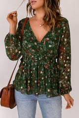 Bluse mit floralem Überwurf und Schößchen